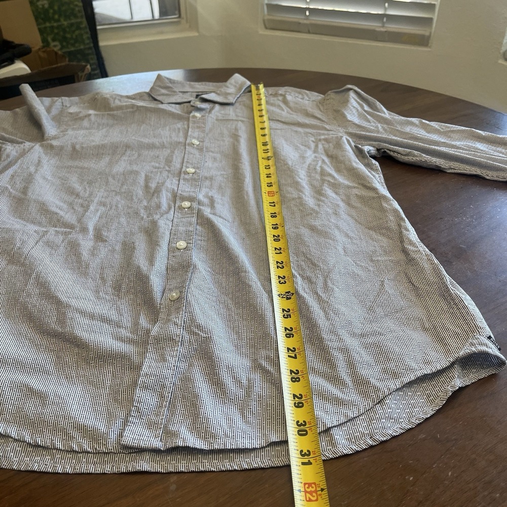 Hugo Boss Shirt Men's 2XL White Black Long Sleeve Dress Shirt Cotton Regular Fit - Picture 11 of 12